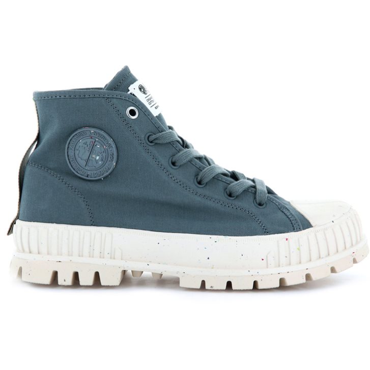 Bottes Palladium Pallashock Mid Organic Femme Bleu Marine | FR BWN129I